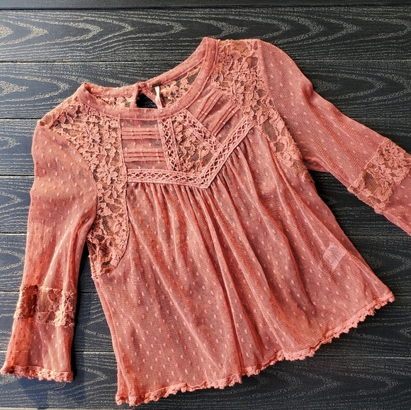 🥂🍾Host Pick🍾🥂 Free People Papaya Sheer Blouse - Picture 3 of 9